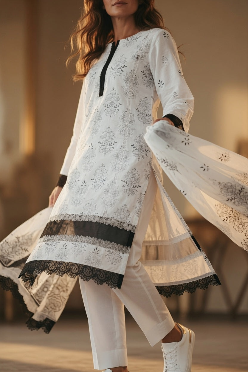 3 Piece Stitched Lawn Shirt